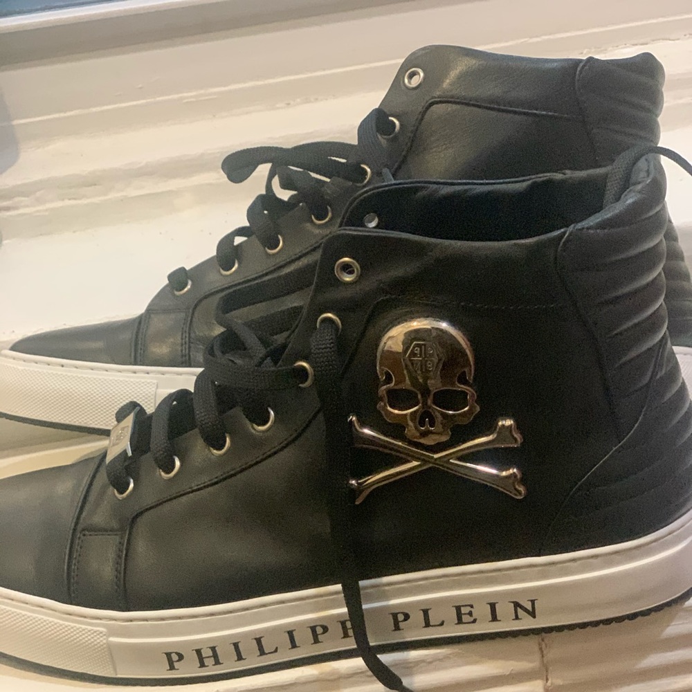 Phillip Plein Leather Hi-Top Sneakers